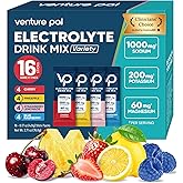 Venture Pal High Sodium Sugar Free Electrolytes Powder Packets, 16 Count | Hydration Packets with Sodium, Magnesium &amp; Potassium, Vitamins, Zero Calories, Vegan, Keto &amp; Paleo Friendly