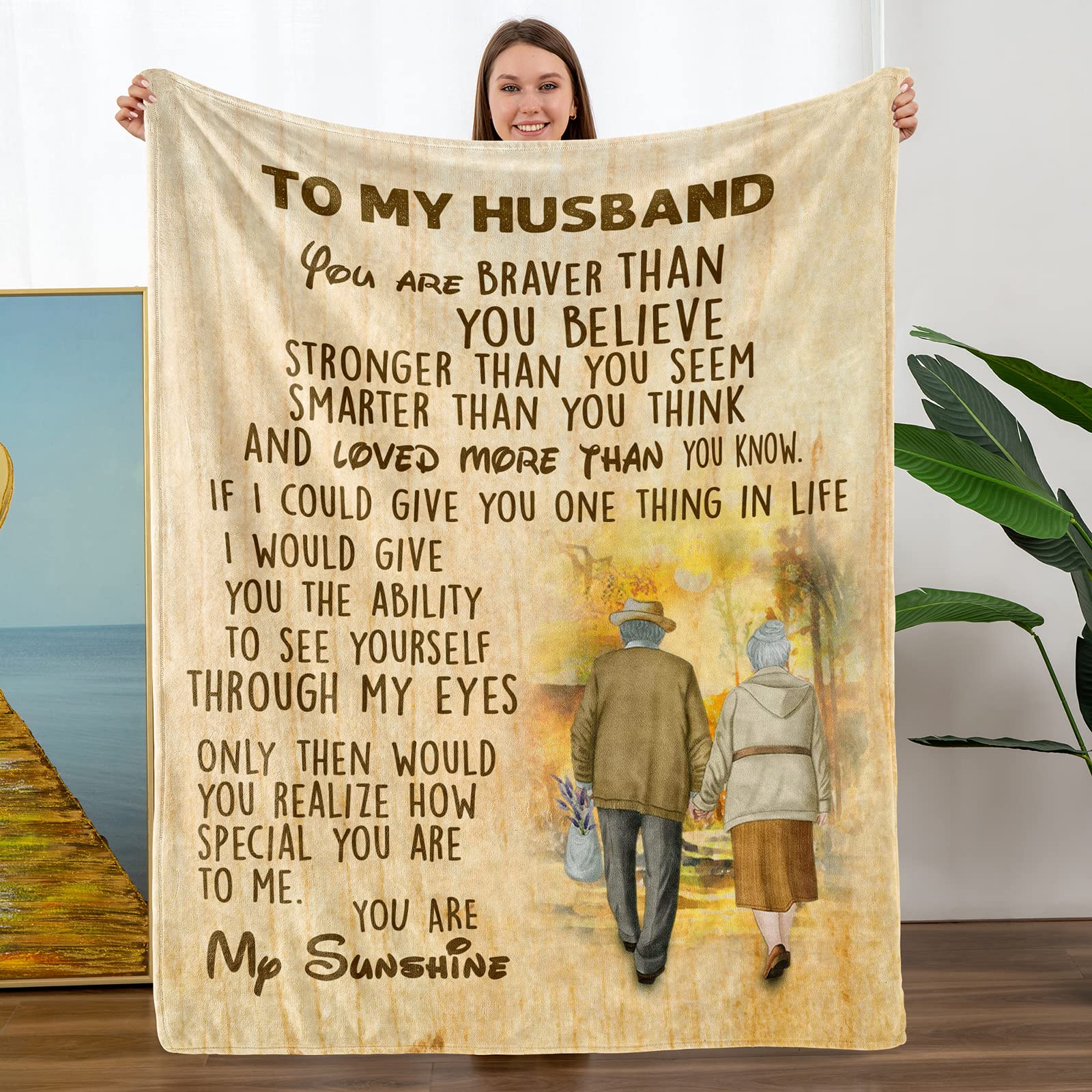 Gifts for Him, Gifts for Husband, My Husband Blanket, to Husband Gifts from Wife, Valentines Gifts for Men, Anniversary Birthday Gifts for Him, Husband, 140x180CM