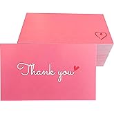RXBC2011 100 Little Thank You Cards Gold Heart Design Bulk Thank you Notes for All Occasions 3.5 x 2 Inch cherry pink