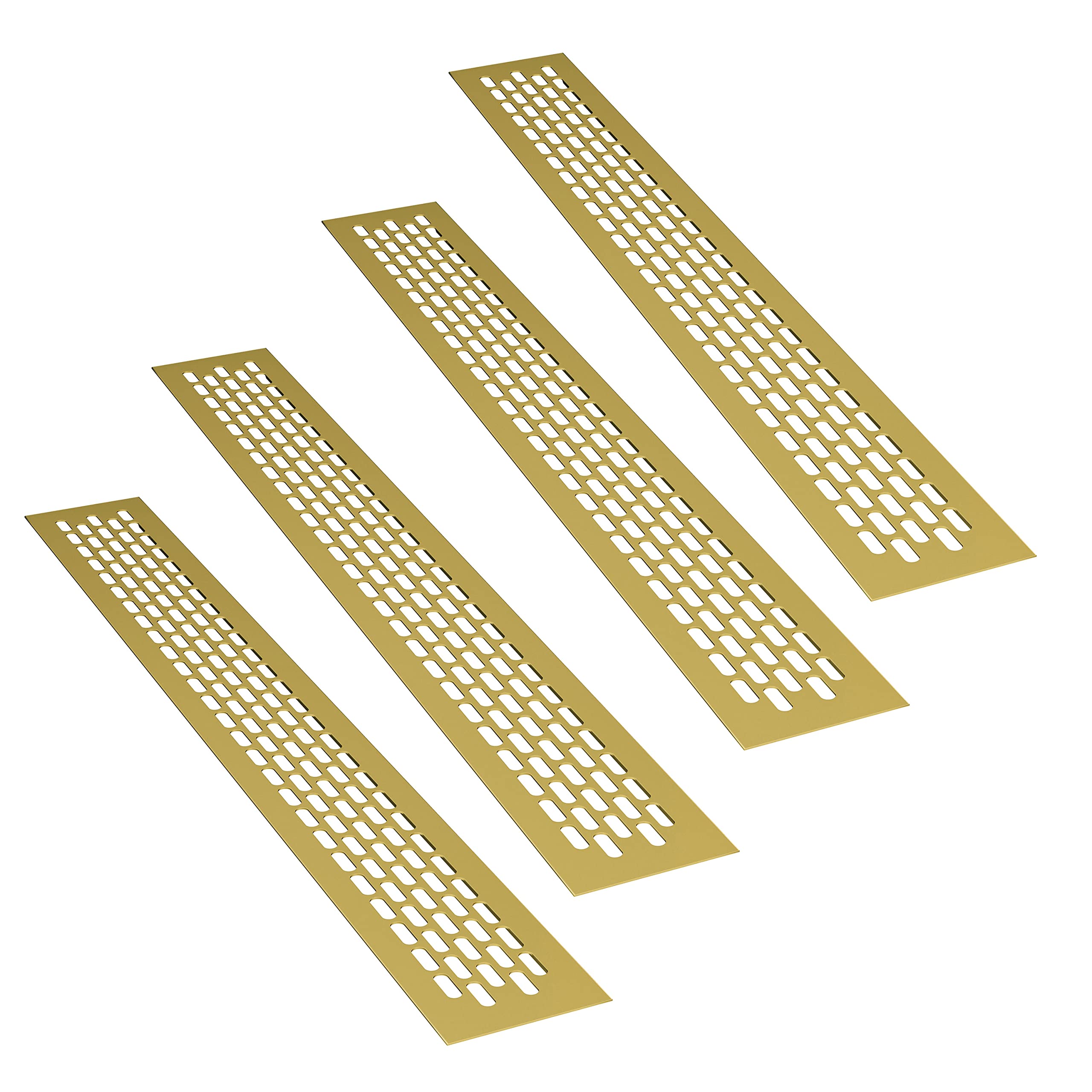 sossai® Aluminium Ventilation Grille - Alucratis (4 Piece) | Rectangular - Dimensions: 48 x 6 cm | Colour: Gold | Powder-Coated