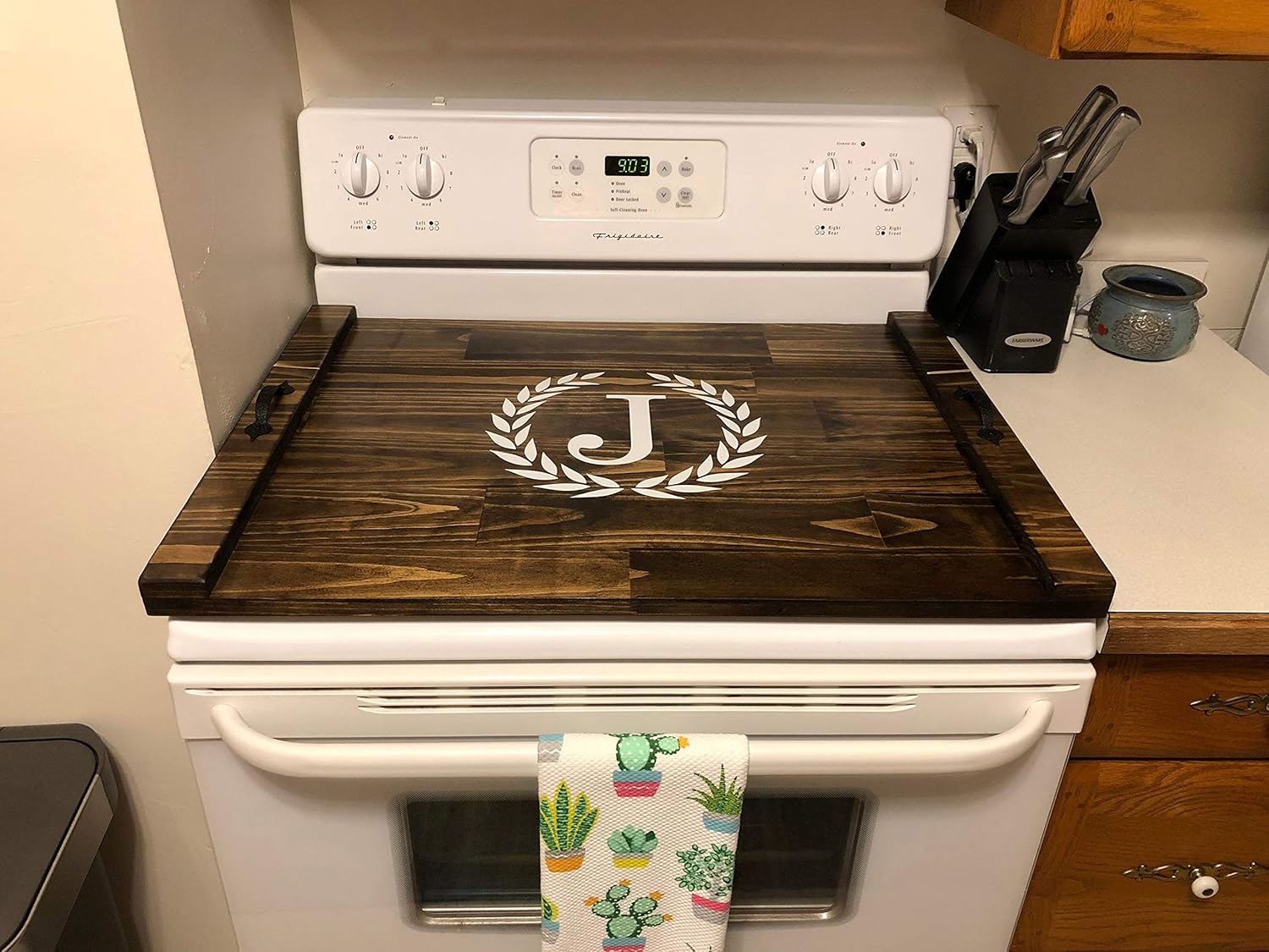 Amazon Com Rustic Stove Cover Wood Tray For Stove Monogram