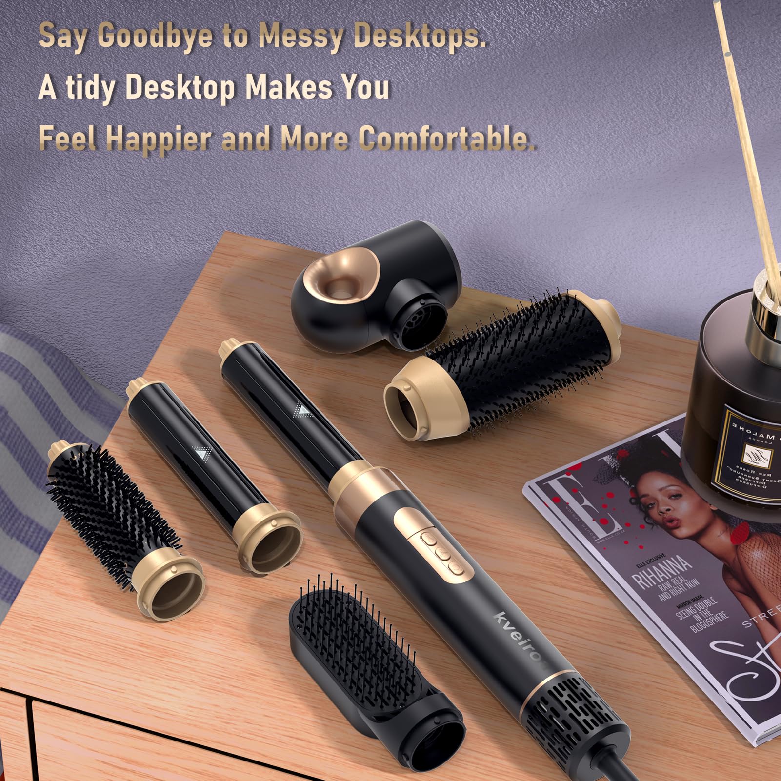 6 in 1 Hot Air Brush & Hair Dryer–High-Speed Hair Dryer Brush with Auto Wrap Curlers, Hot Air Styler Wrap Fast Drying & Frizz-Free Styling, No Heat Damage, Volumizing with Travel Bag