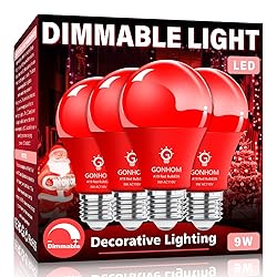 Gonhom 4 Pack A19 LED Red Light Bulb, 9 Watt