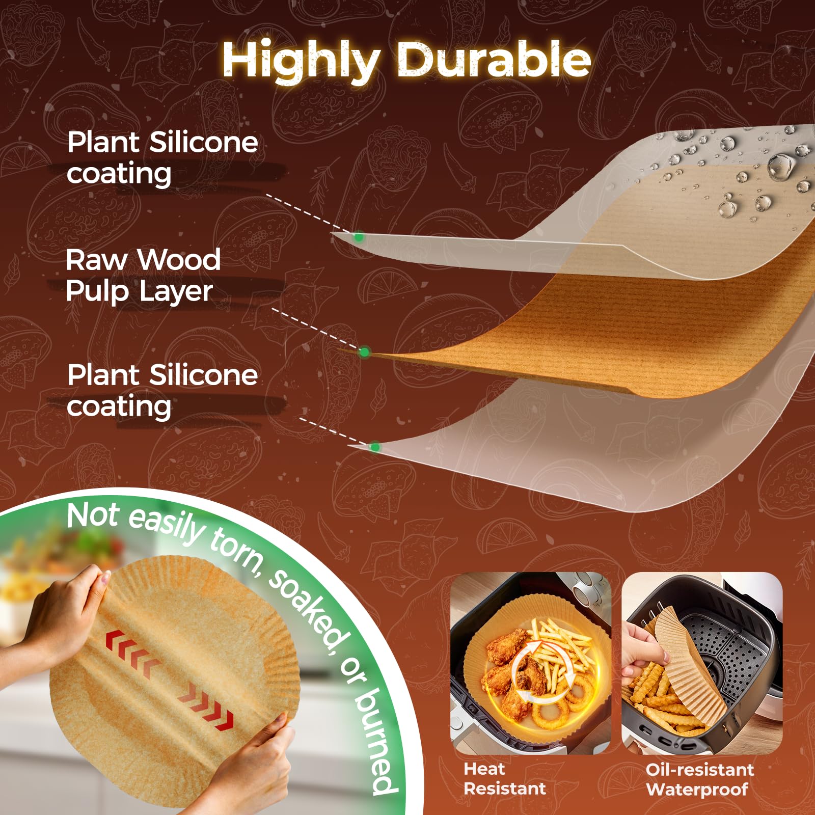 Air Fryer Liners Disposable, 150Pcs 8