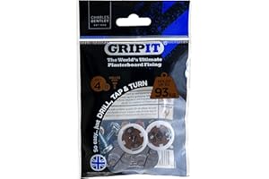 GripIt Brown 20mm Plasterboard Fixings for Stud Walls - Max Load 93Kg (4 Pack)