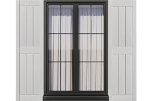 Ortus Collective Exterior Window Shutters - Weather-Resistant Polypropylene, Easy DIY Install - Rustic Panel Shutters for Windows Outside, Vinyl, Brick, 14.5"W*43" H, White