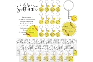 Sureio 15 Sets Softball Team Gifts Include 15 Softball Acrylic Keychain with Mini Ornaments and Motivational Cards for Girls Souvenir Rewards Party Favors Gift Filler