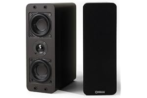 Micca OoO Passive Slim Bookshelf Speakers with 3-Inch Woofers and Silk Tweeter, Thin Design Under 4" Wide, for Desktop Stereo or Home Theater Surround Sound, Wall Mountable, Pair, Dark Walnut