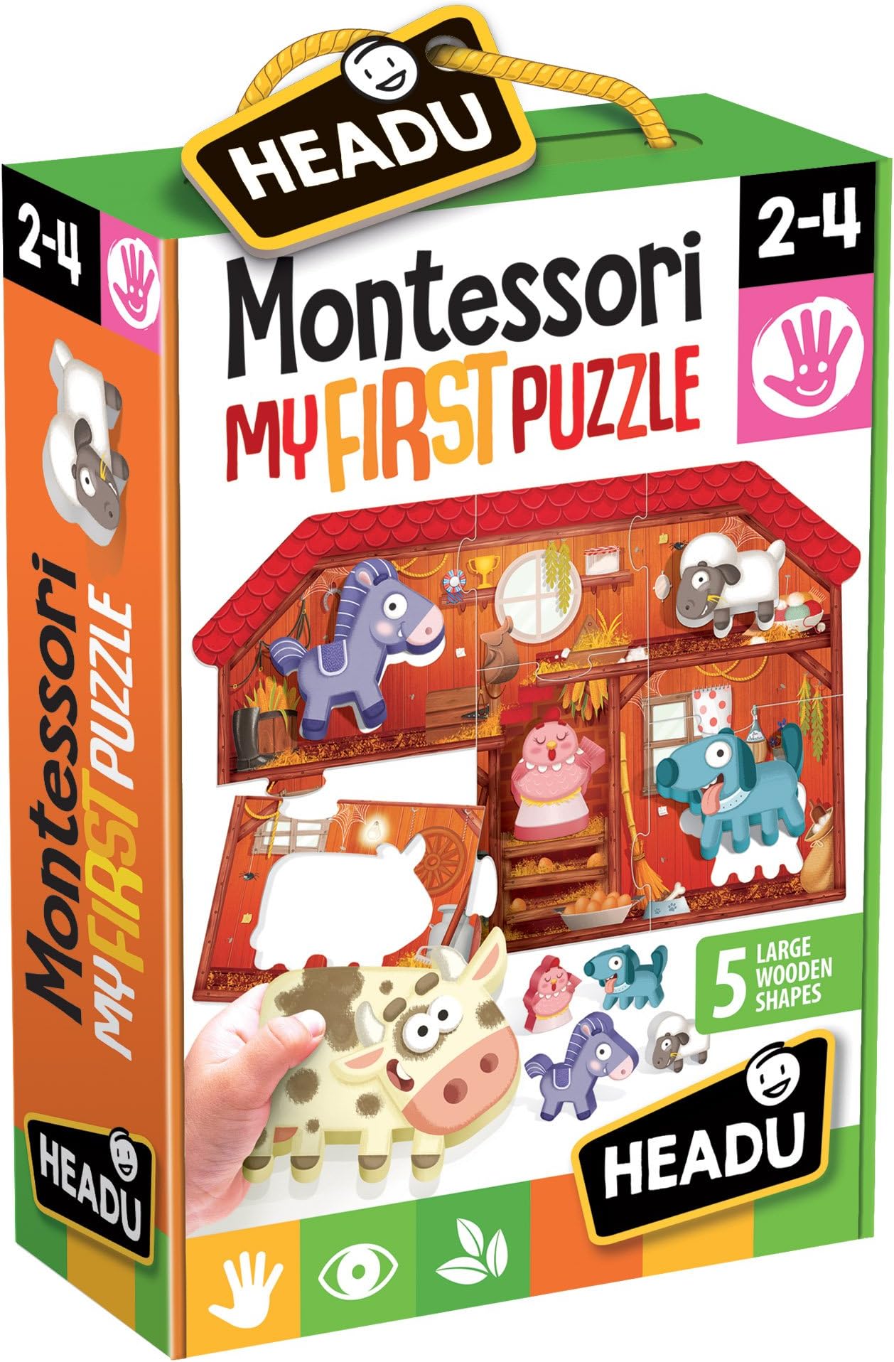 Headu Montessori First Puzzle The Farm IT20140 Educational Toy for Kids, Boys, and Girls Ages 2 to 4 Years Old