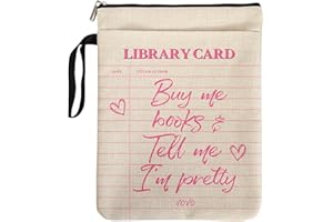 PALASARKAAA Vintage Library Card Pattern Book Sleeve for Librarian Book Lovers Friends Women with Zipper & Handle, Book Cover Gifts for Book Club Bookworm Birthday Reading Day - Buy Me Books Tell Me I'm Pretty
