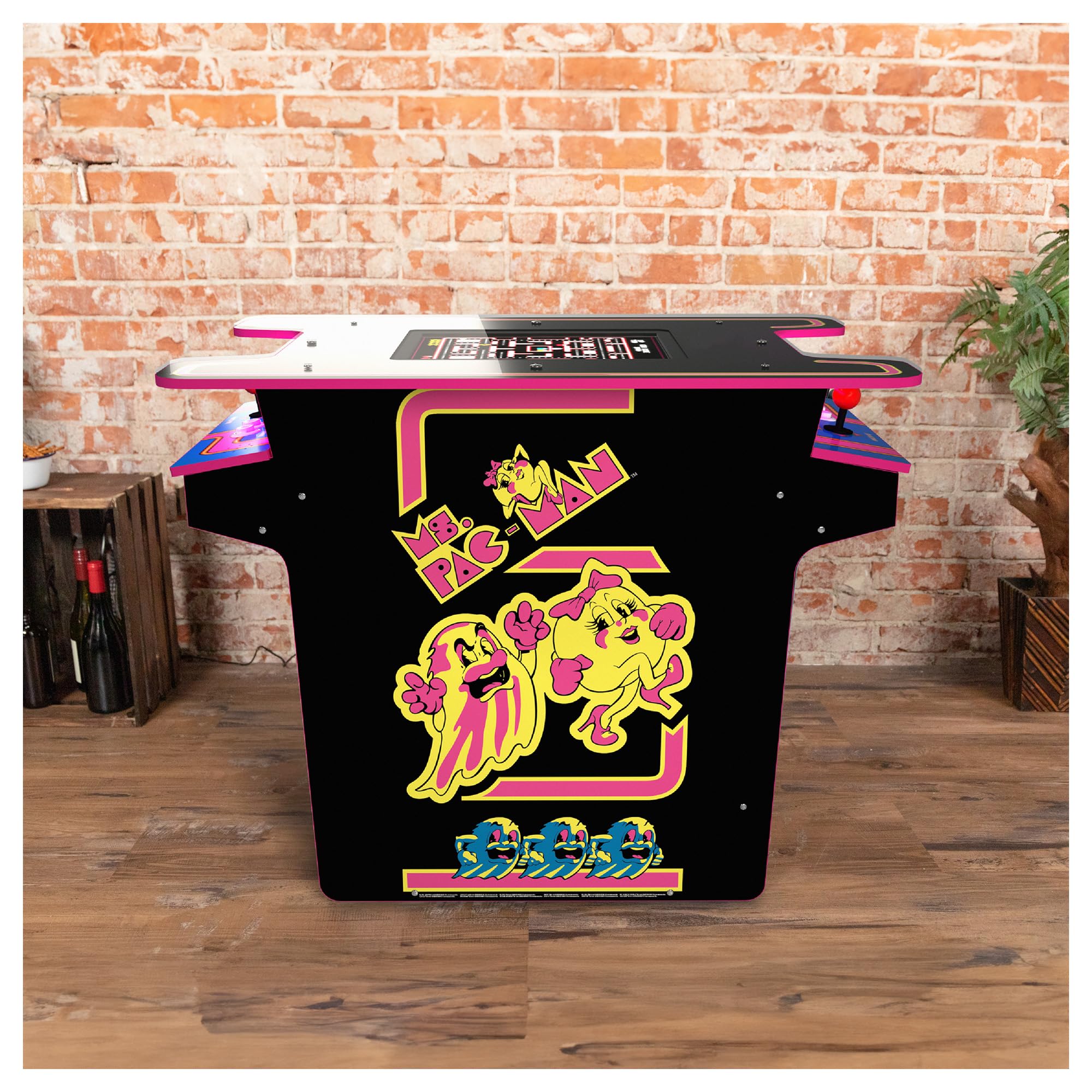 Arcade1Up Ms. PAC-Man Arcade Game Table, Full Home Machine, Black Series Edition - with 12 Games, Multiplayer Control Panel, & 17