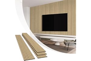 Olanglab Wood Slat Wall Panels 4 Pack, Wooden Acoustic Wall Panels, 94.5"x12.6" Each 3D Wall Panels for Interior Wall Decor (Warm Oak-Extendo Trio)