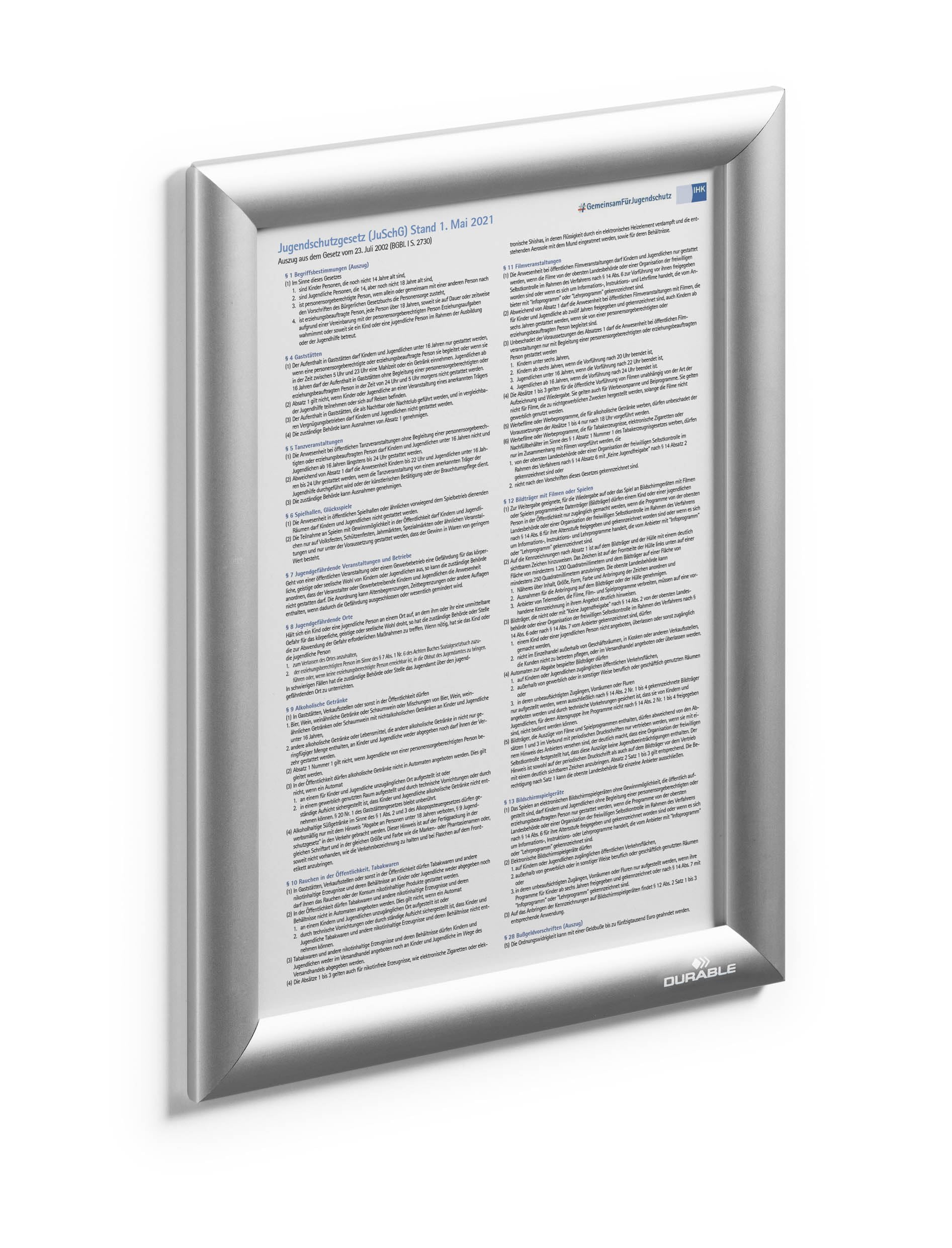 Durable Klapprahmen Aluminium A4, selbstklebend + Schraubenset, 1 Stück, silber eloxiert, 479623 4