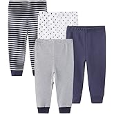 MAMIMAKA Unisex Newborn Baby Pants Cotton Infant Bottoms for Baby Boy and Girls 0-3 Months 4-Pack