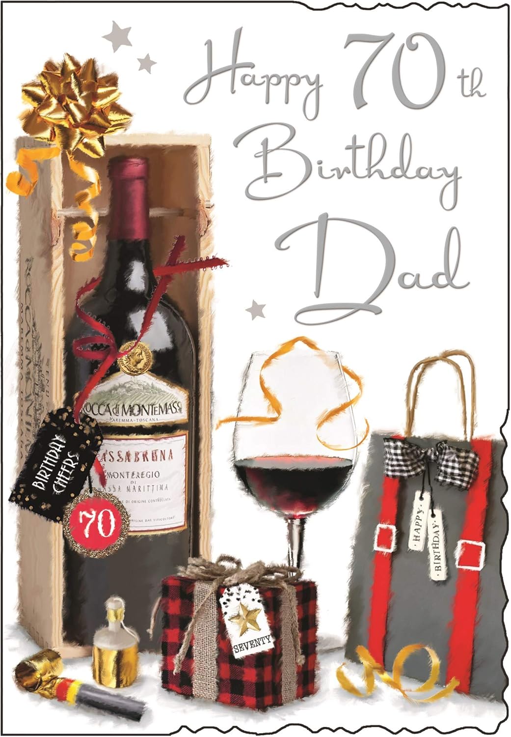 To A Wonderful Dad Happy 70th Birthday Cheers birthday Card - Pint and Crisp Design JJ, white|red|brown|beige, 210 x 290 mm