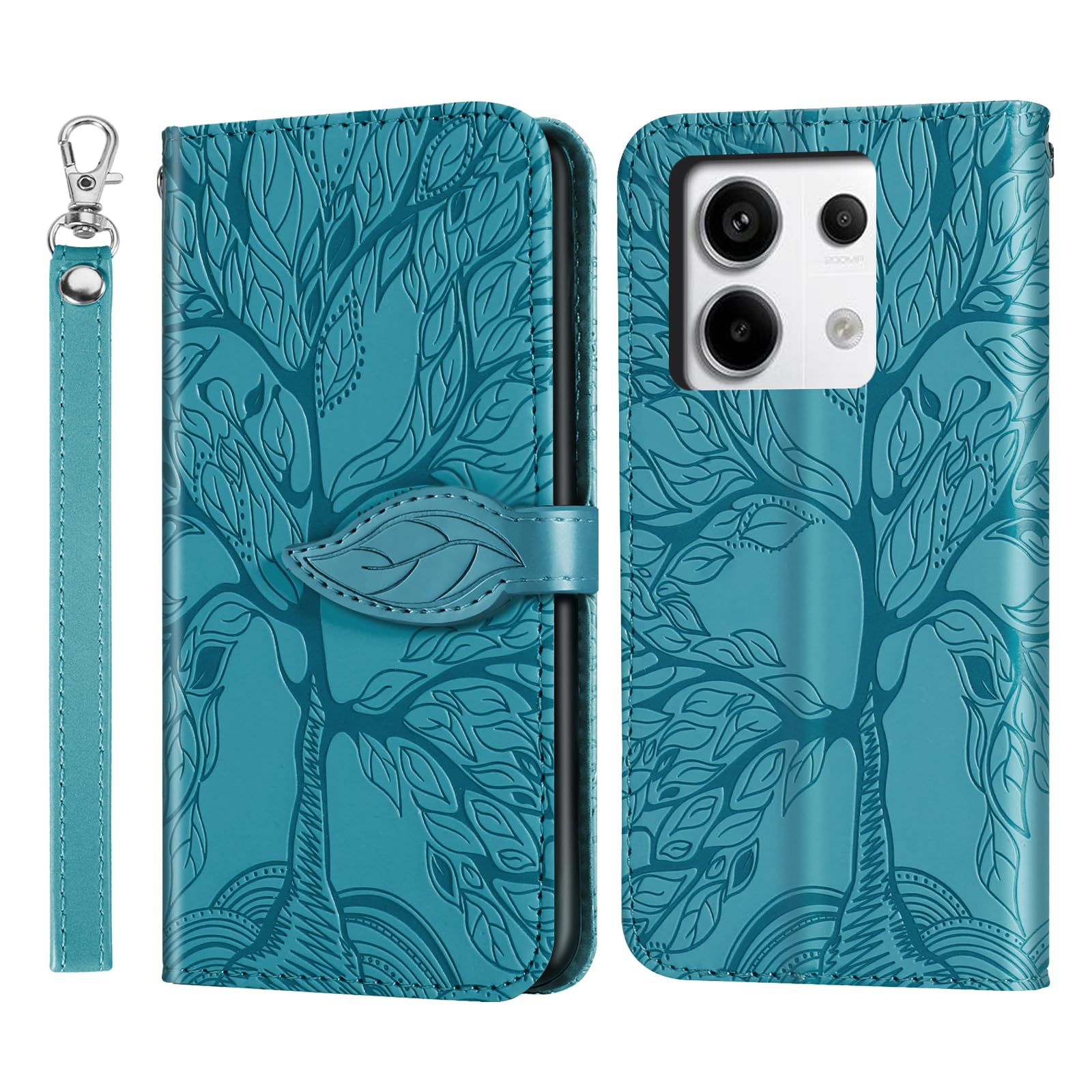 Rostsant Xiaomi Redmi Note 13 Pro 5G Case Cover Embossed Tree PU Leather Magnetic Closure Protective Phone Case Card Slots Wallet Flip Case for Xiaomi Redmi Note 13 Pro 5G Blue — image 1