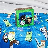 Jay Franco Minecraft Throw Blanket with Gift Box - Plush Throw Measures 46 x 60 Inches - Super Soft Special Edition Gamer Fleece Bedding Features Creeper