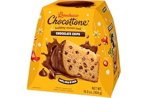 Bauducco Chocottone Chocolate Chips - Moist & Fresh Cake, Traditional Italian Recipe with Fudge Topping, Filled with Chocolate Chips, 16.0 oz (Pack of 1)