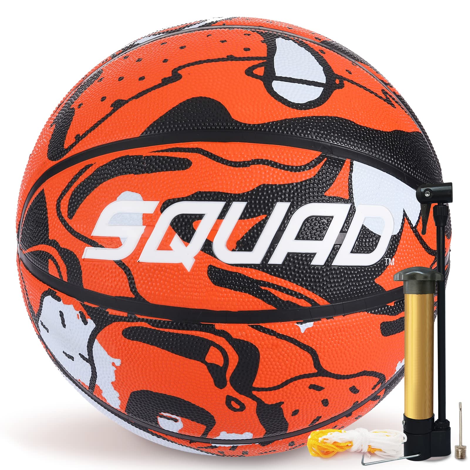 Photo 1 of SQUAD Graffiti Youth Basketball Size 5 (27.5"), Durable Rubber Basketball for Indoor & Outdoor Play, Includes Pump & Mesh Bag - Engaging Fun Gift for Teens