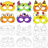 30 Sets Halloween Crafts Monster Coloring Mask Arts and Crafts for Kids | Halloween Activities DIY Monster Birthday Party Decorations Masquerade Dress-Up Favors