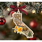 AlvaradoDesign California State Christmas Wooden Ornament - State USA Ornament - Moving to California Gift - Travel Gift - 2 Layer Laser Cut Wooden Ornament