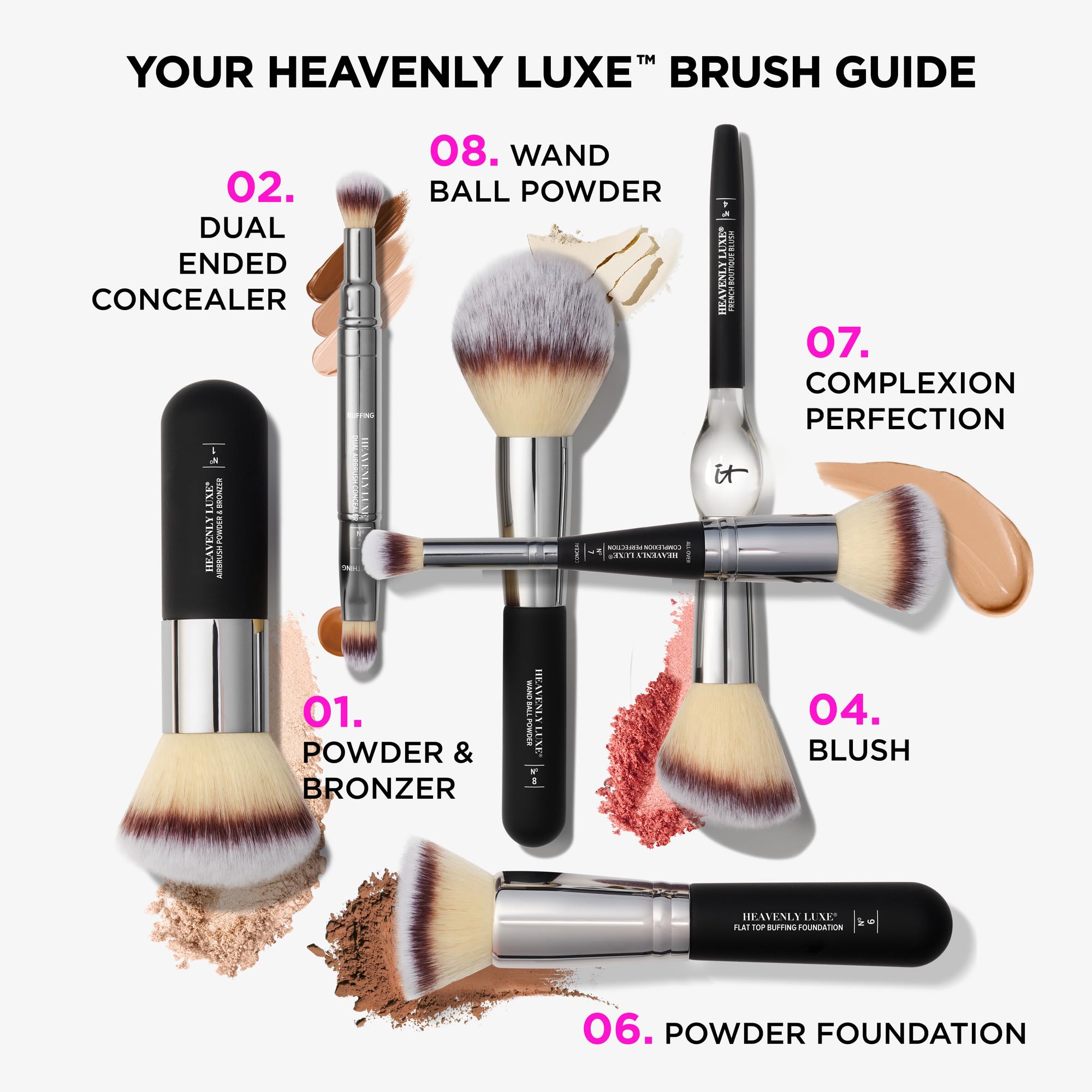 It Cosmetics Heavenly Luxe Dual Airbrush Concealer Brush #2 - Dual-Ended, 2-in-1 Brush for Liquid & Cream Concealer - Buff Away Imperfections - With Award-Winning Heavenly Luxe Hair Silver