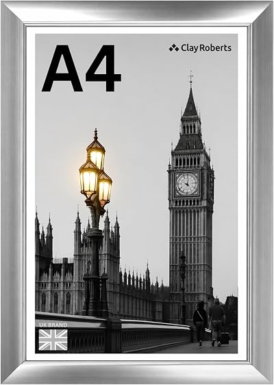 Clay Roberts A4 Silver Photo Frame – Modern Wall Mount Certificate Frame