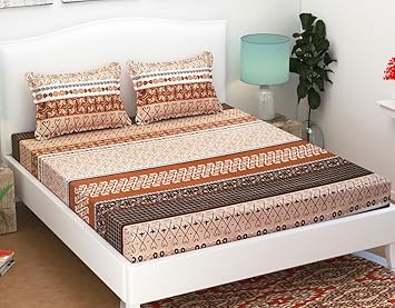 Ab Home Decor Cotton Elastic Fitted bedsheet (Multicolour, King)