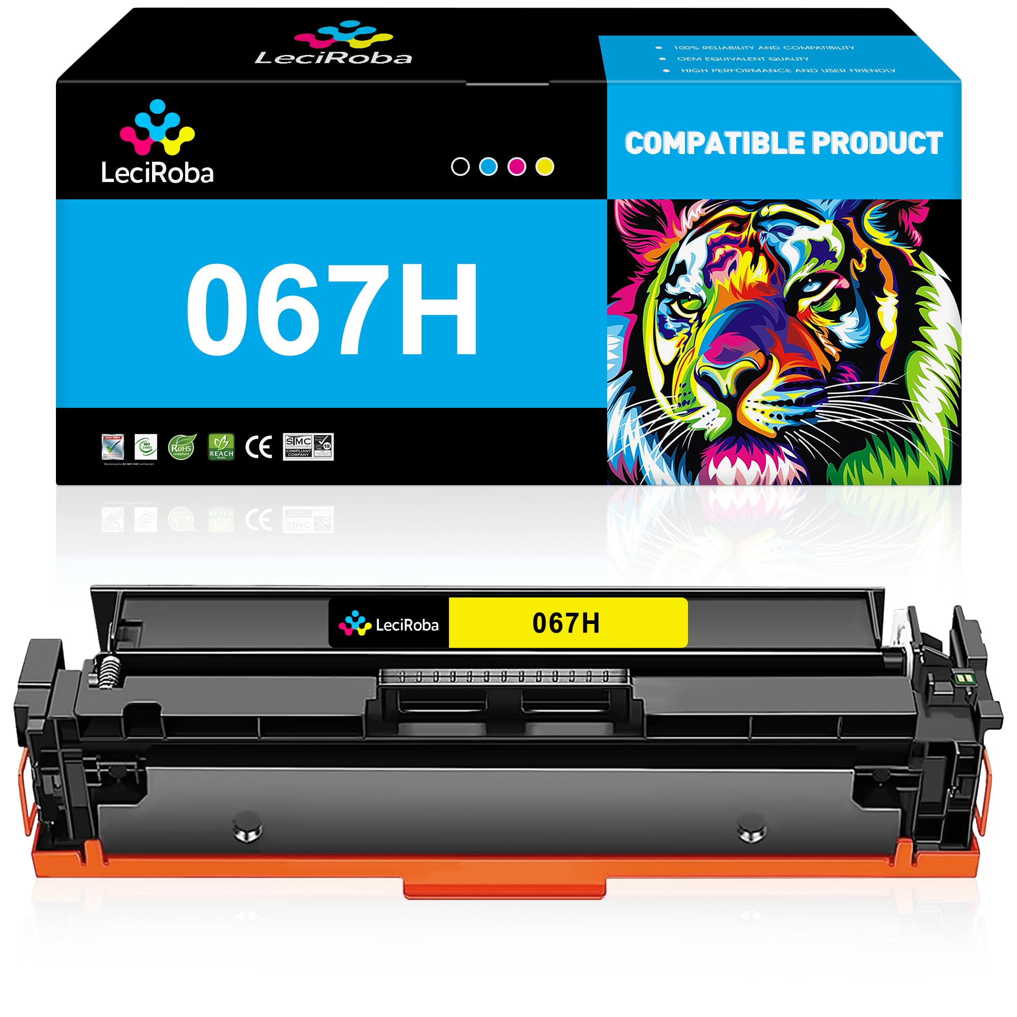 Photo 1 of LeciRoba 067H High Capacity Yellow Toner Cartridge Replacement for Canon 067H 067 Yellow Toner for Canon imageCLASS LBP633Cdw LBP632Cdw MF653Cdw MF654Cdw MF656Cdw Laser Printer (1-Pack)