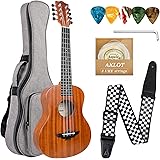 Ukulele 8 String Tenor, AKLOT 26 inch Ukelele Solid Mahogany Uke w/Gig Bag Belt Extra Strings for New Beginners Starters or P