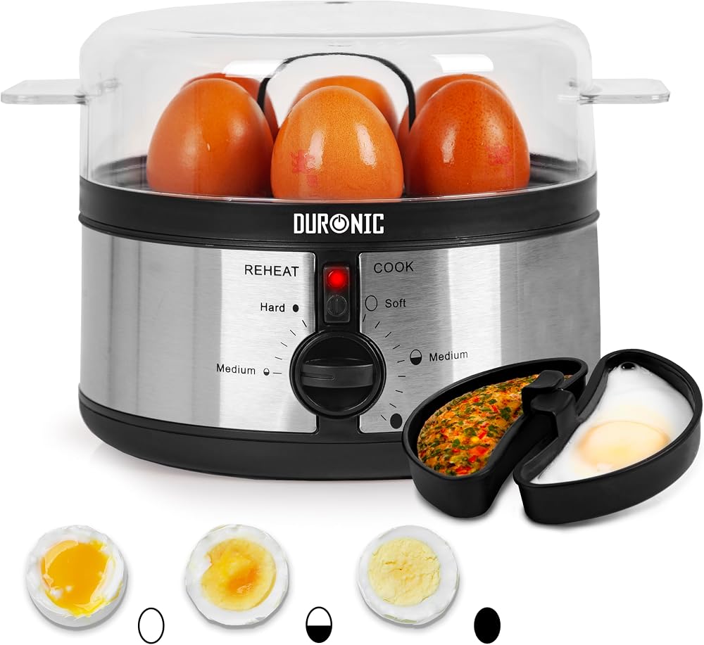Duronic EB35 BK Electric Egg Boiler Steamer 7 Eggs Auto Shut-Off