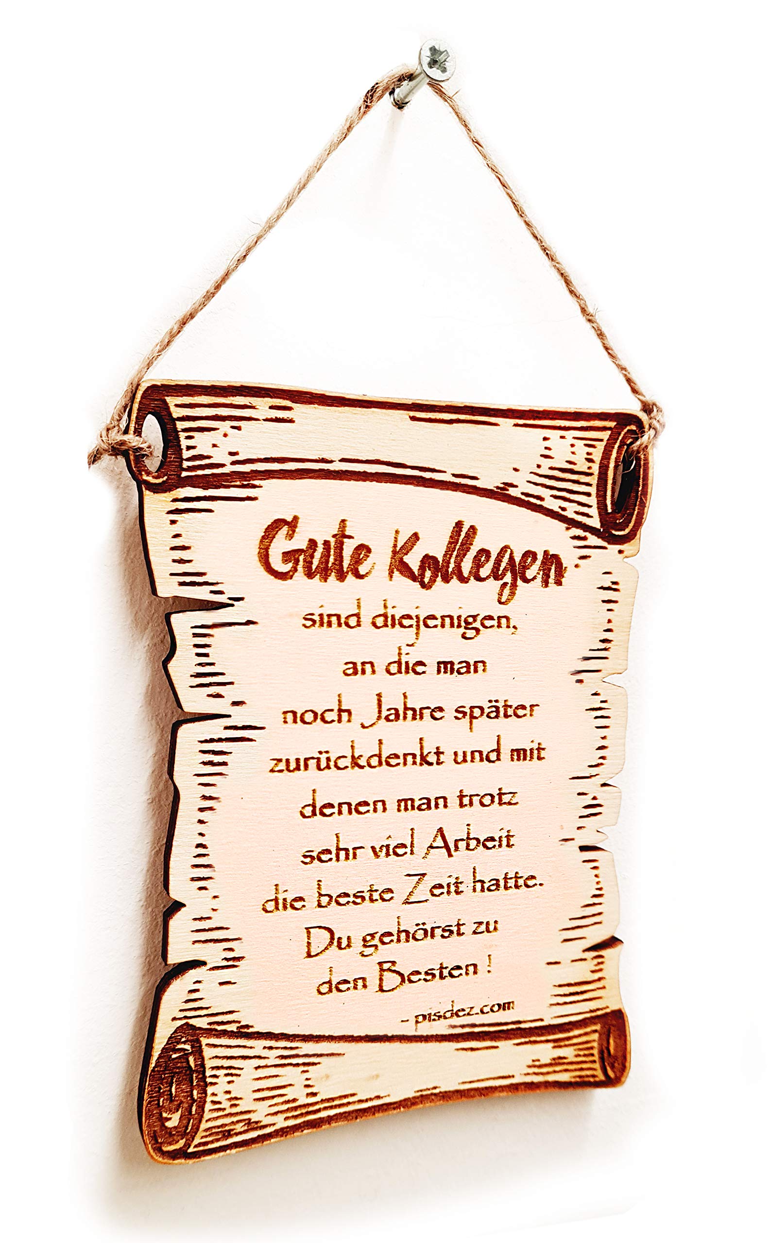 PISDEZ Funny farewell gift greeting card for leaving or retirement entry made of wood - pension (hanging up - size S)