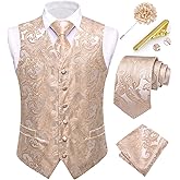 Dubulle Mens Vest and Tie Set Paisley Floral Waistcoat Neckties for Men Lapel Pin Clip Set Wedding Business