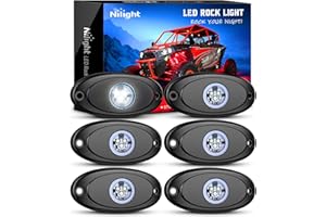 Nilight LED Rock Light 6PCS White Light Pods Waterproof Under Body Wheel Well Light Exterior Interior Lights for Car Truck Pickups ATV UTV SUV Motorcycle Boat, 2 Years Warranty