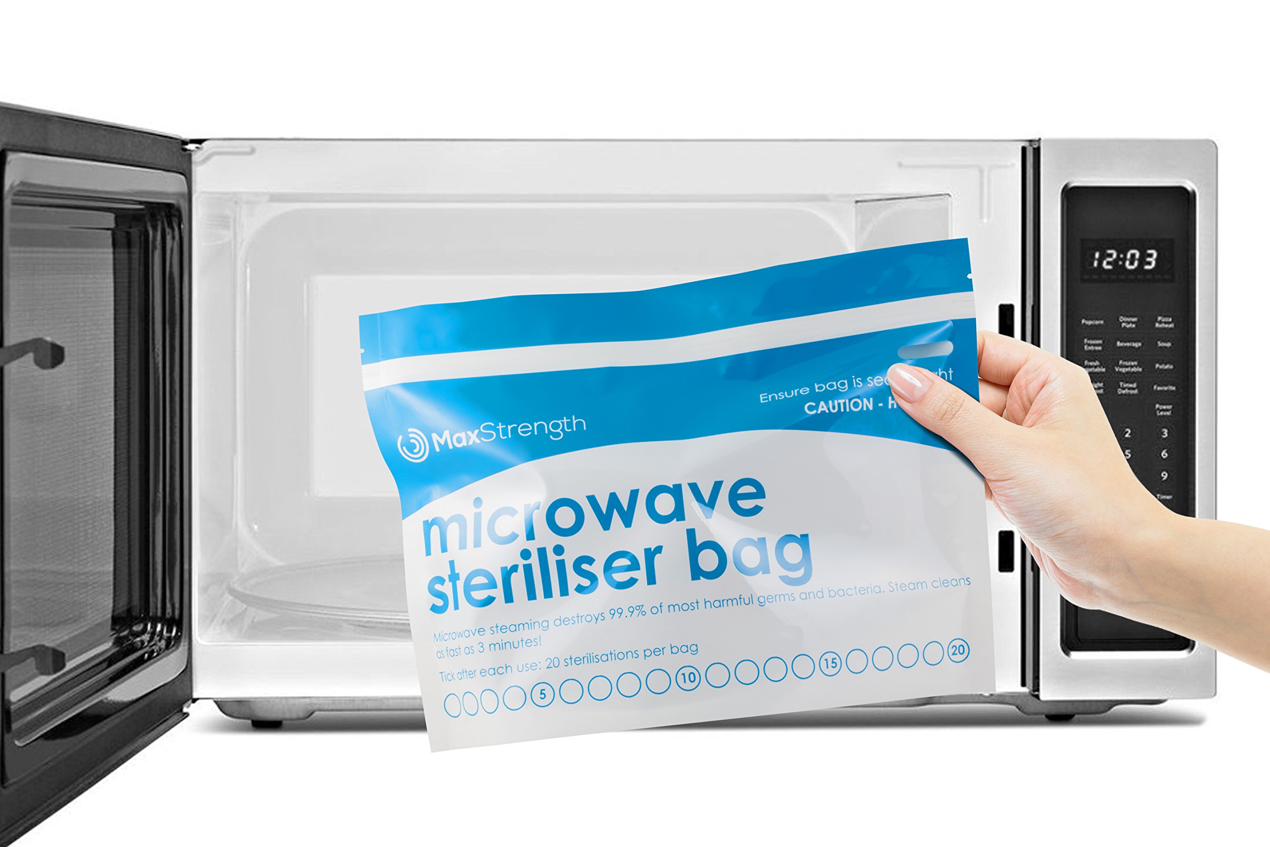 Premium Microwave Sterilizer Bags (10pcs) by Max Strength, Large