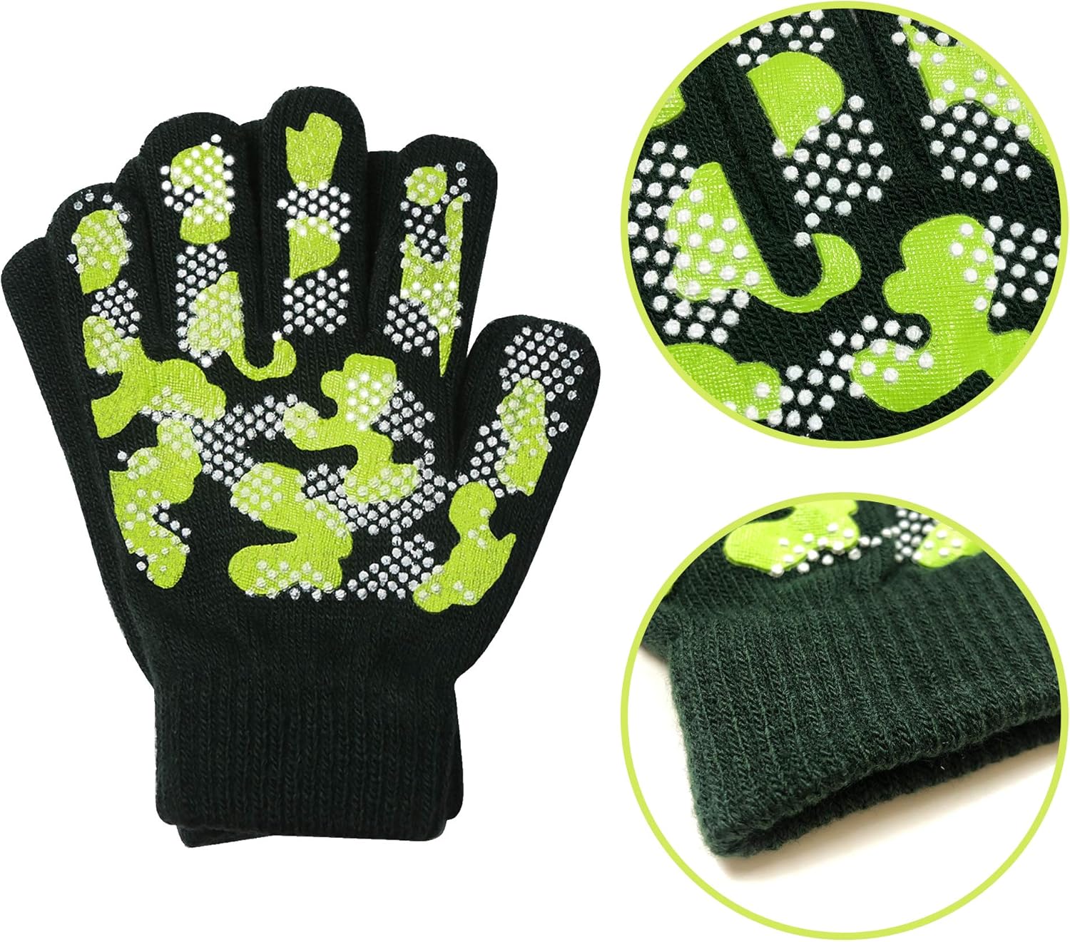 EvridWear Boys Girls Magic Stretch Gripper Gloves 3 Pair Pack Assortment, Kids One Size Winter Warm Gloves Children: Clothing
