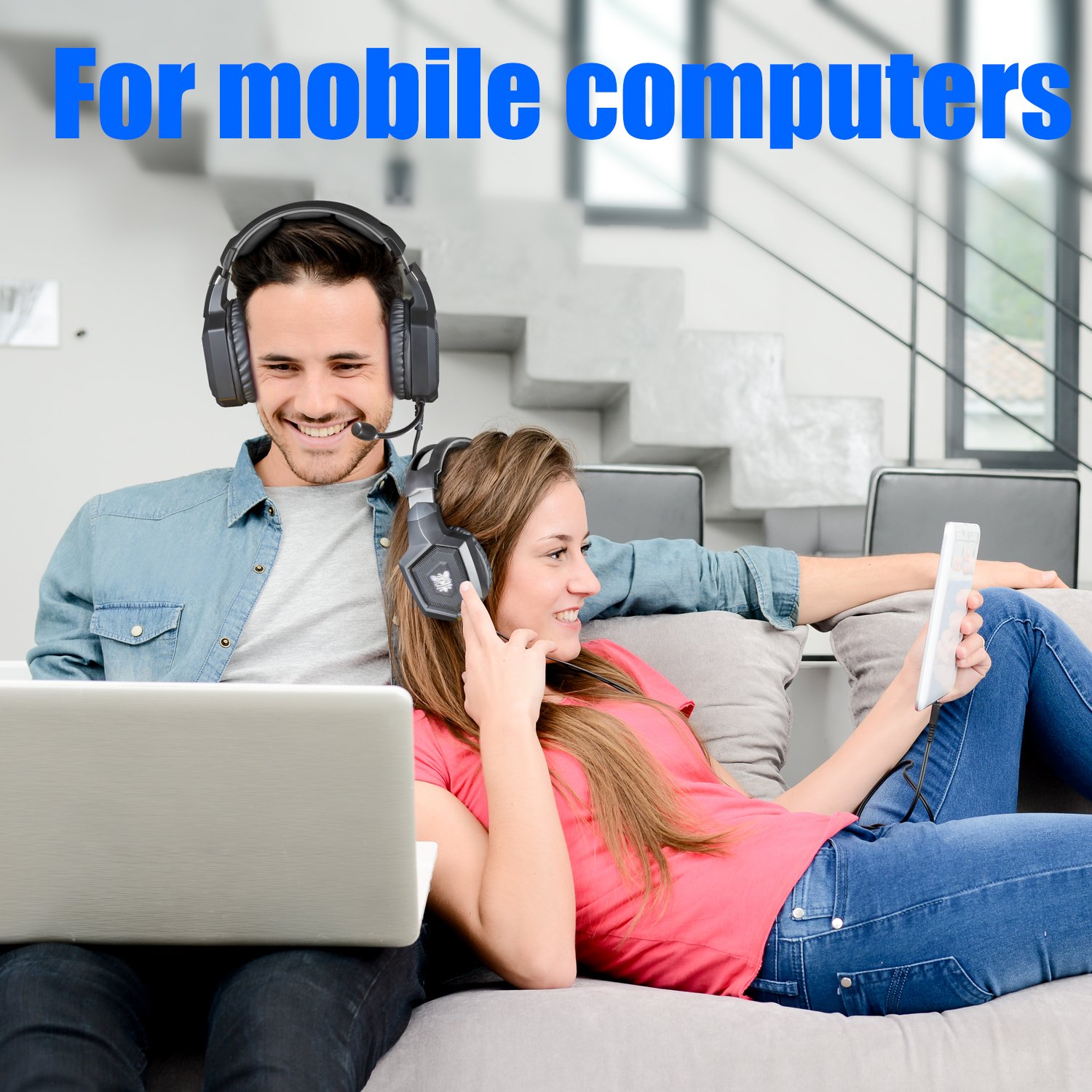 Gaming Headset with Stereo Sound Noise Cancelling Mic Over Ear Headphones for New Xbox One PC Mac OS PS4 Table Phone (White)