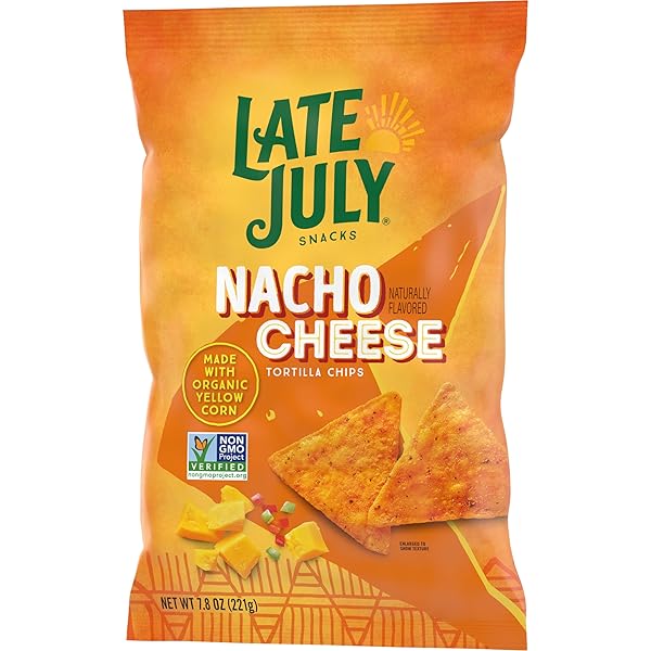 LATE JULY SNACKS NACHO CHEESE TORTILLA CHIPS, 7.8 OZ BAG