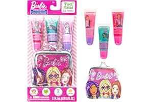 Barbie – Townley Girl Plant-Based 3Pcs Juicy Tube with Granny bag Makeup Cosmetic Set for Kids and Girls, Ages 3+, Perfect for Parties, Sleepovers & Makeovers, Multicolor