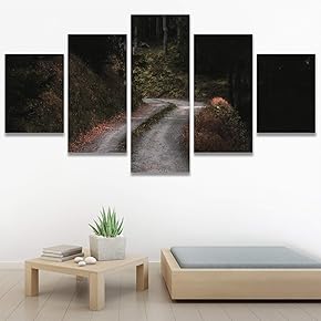SIGNWIN 5 Panel Canvas Wall Art Green Forest...