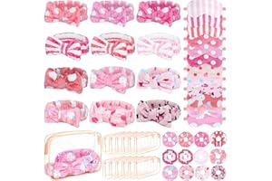48 Pcs Sleepover Party Supplies for Women Girls Slumber Party Supplies Spa Headband Eye Mask Hair Scrunchies Toiletry Bag