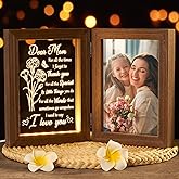 Mom Gifts from Daughters Son Unique Christmas Gifts for Mom, Engraved Night Light with Mommy Picture Frame 5x7 Solid Wood, Mother-in-Law Gift from Daughter-in-Law, Birthday New Mama Gift for Women