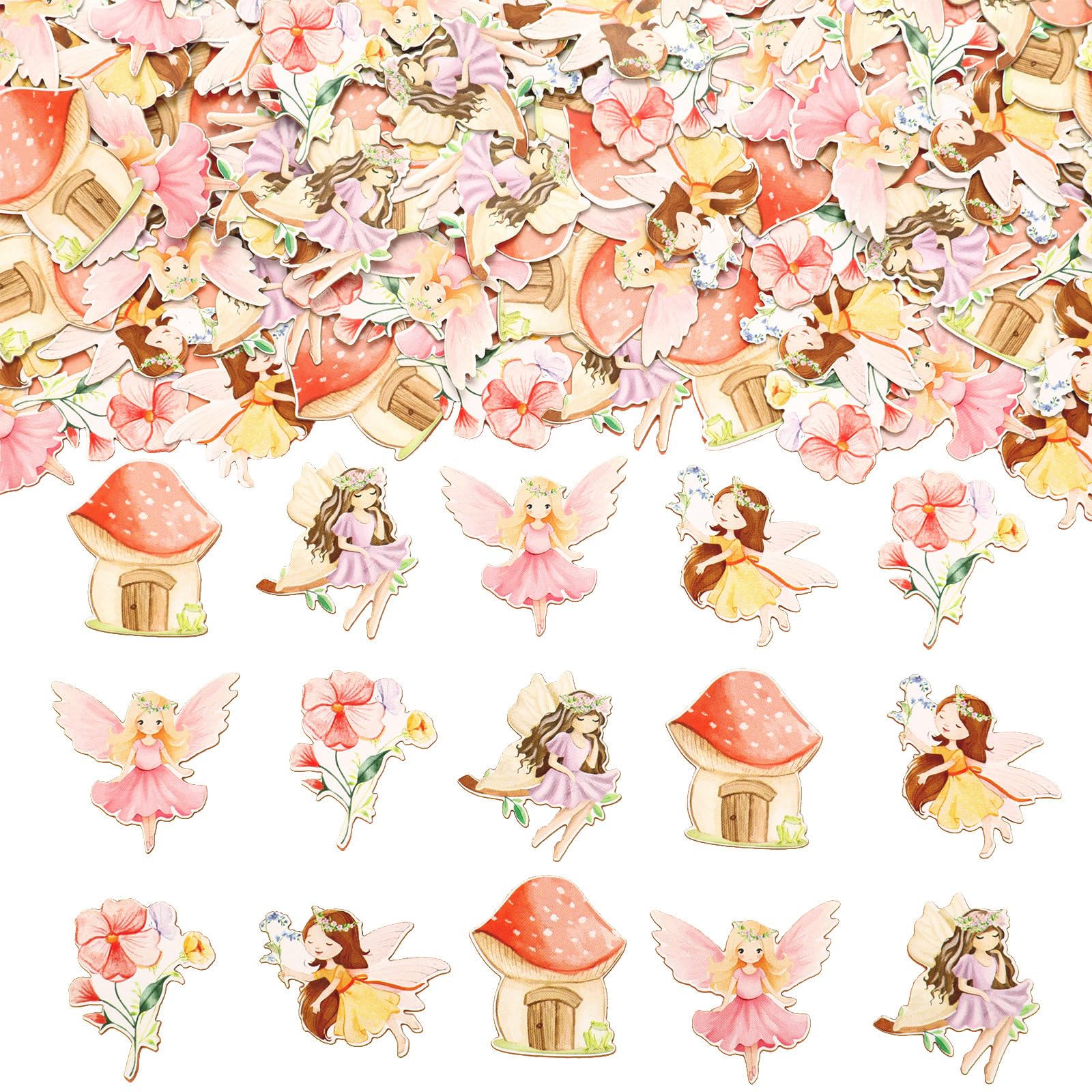 Photo 1 of 200Pcs Fairy Party Confetti Girls, Fairy Theme Table Decoration Confetti Double-sided Printing Pink for Girl Birthday Baby Shower Bridal Shower Wedding Party Decoration