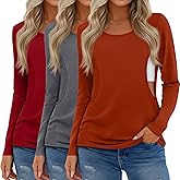 Ficerd 3 Pack Women's Maternity Tops Nursing Shirts for Breastfeeding Long Sleeves Double Layer Pregnancy Clothes