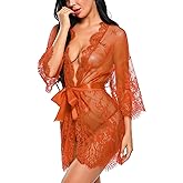 Avidlove Women's Lace Kimono Robe Babydoll Lingerie Mesh Nightgown S-5XL