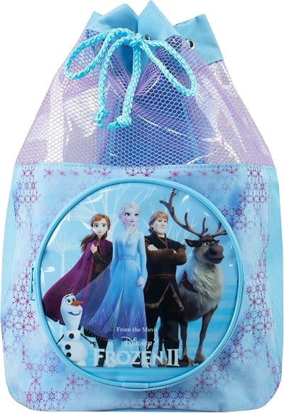 Disney Frozen Swimming Bag Girls Anna Elsa Beach Drawstring Backpack Blue