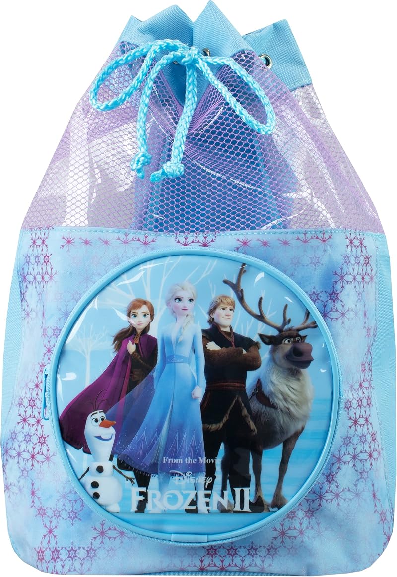 Disney Frozen Swimming Bag Girls Anna Elsa Beach Drawstring Backpack Blue
