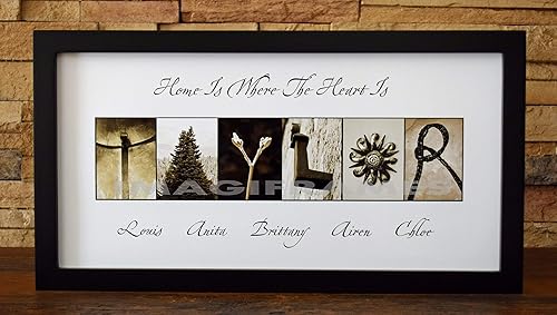 Amazon Com Home Is Where The Heart Is Framed Photo Letter Art Personalized Alphabet Photography Custom Name Sign Handmade