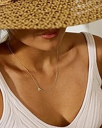LuckFairy Gold Initial Necklace for Women, 14k Gold