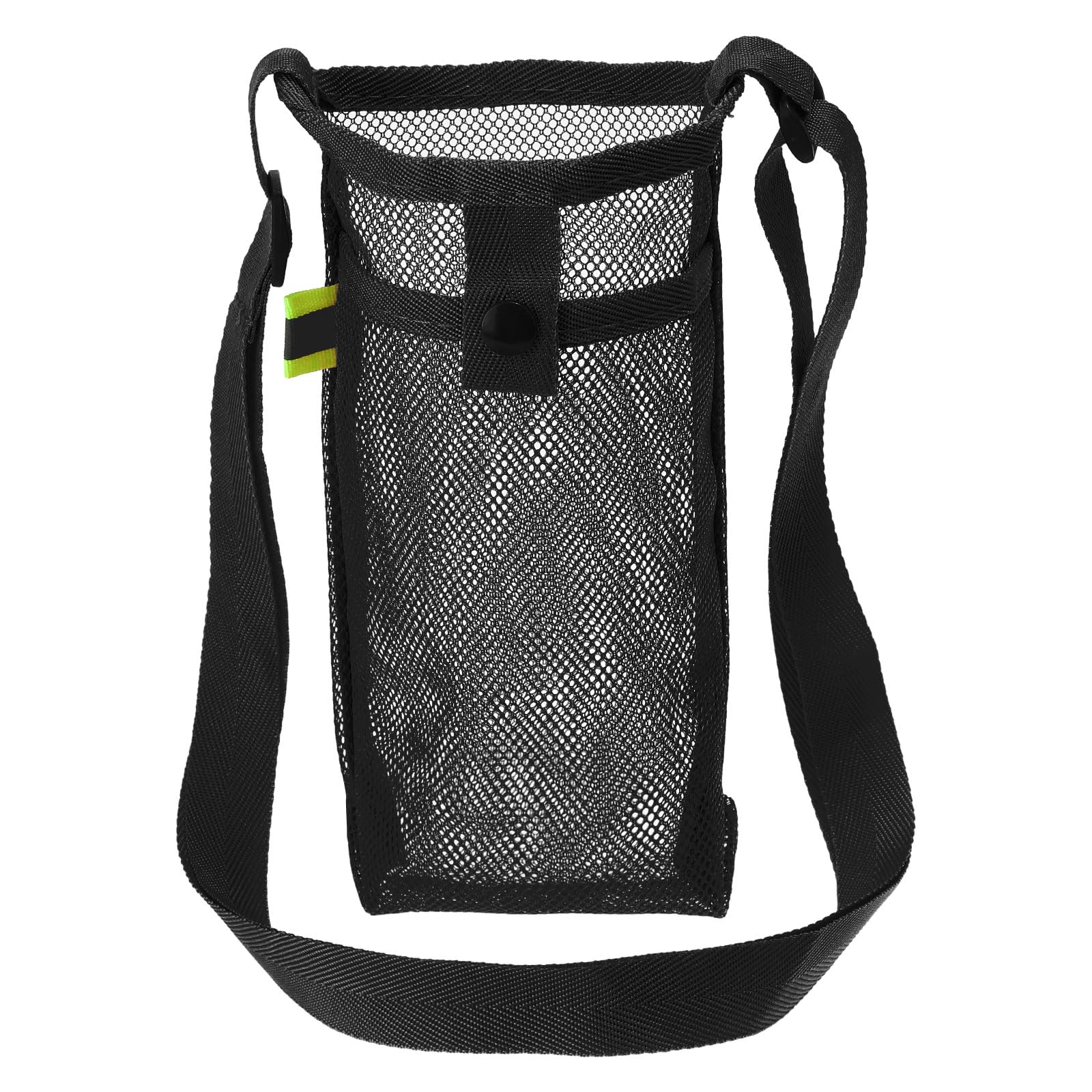 PATIKIL 22mmx13mm Water Bottle Bag, Mesh Portable Bottle Holder Carrier Adjustable Shoulder Strap for Sports Hiking Camping, Black